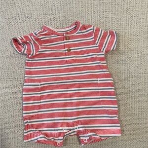Carter's Red and Gray Striped Baby Romper